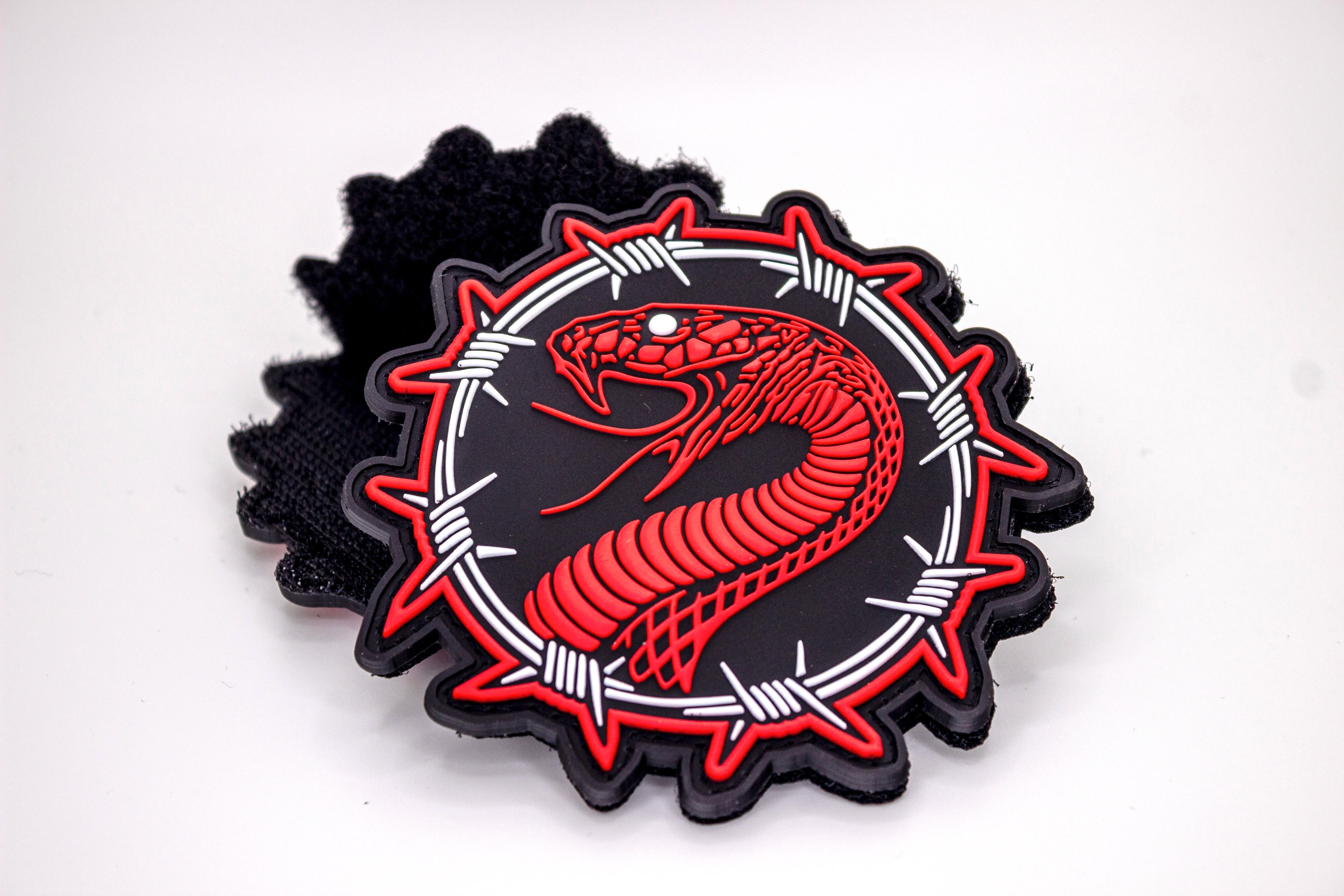 close up of Red Serpent's PVC patch by Joao Bosco 