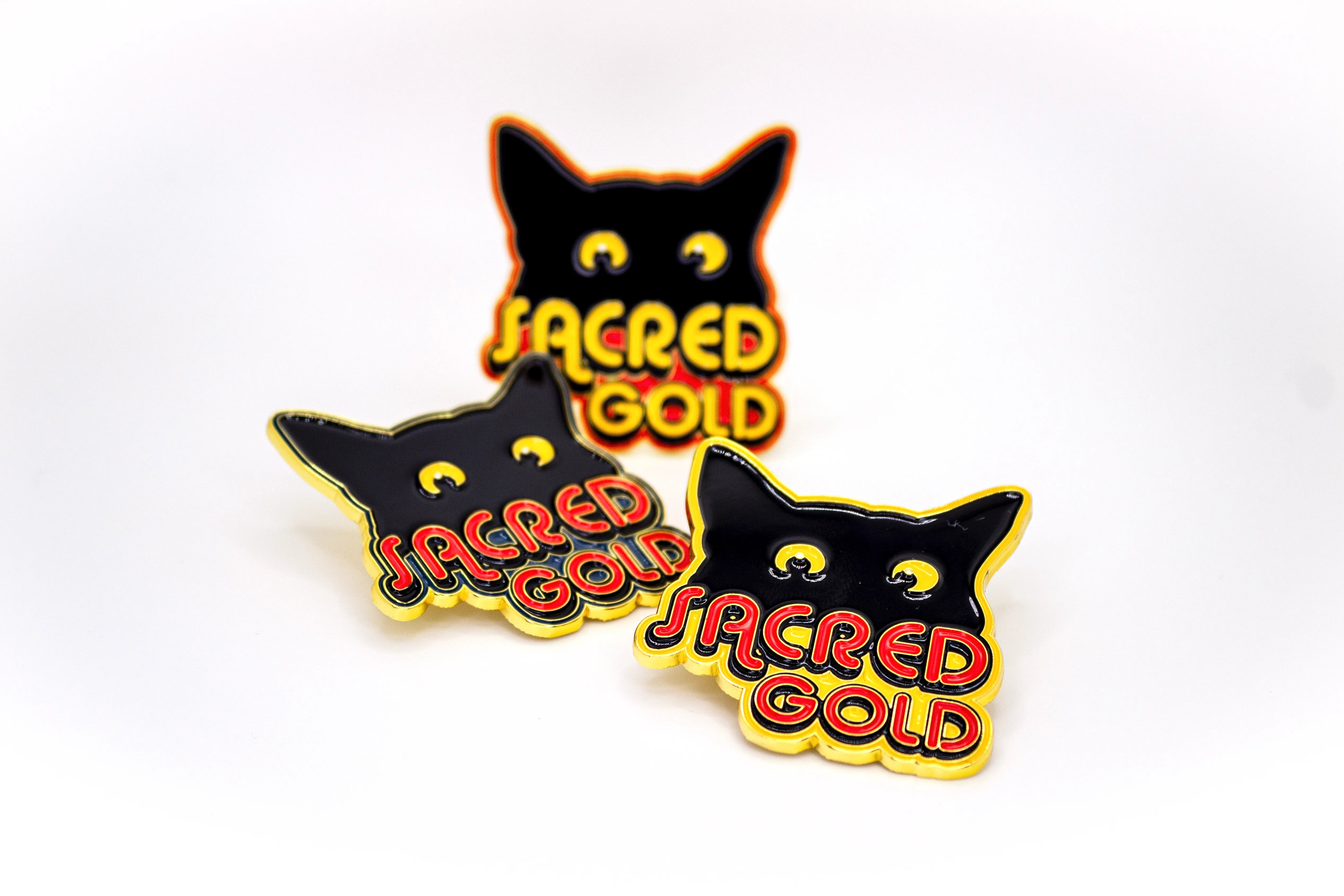 Black Kitten badge Sacred Gold 