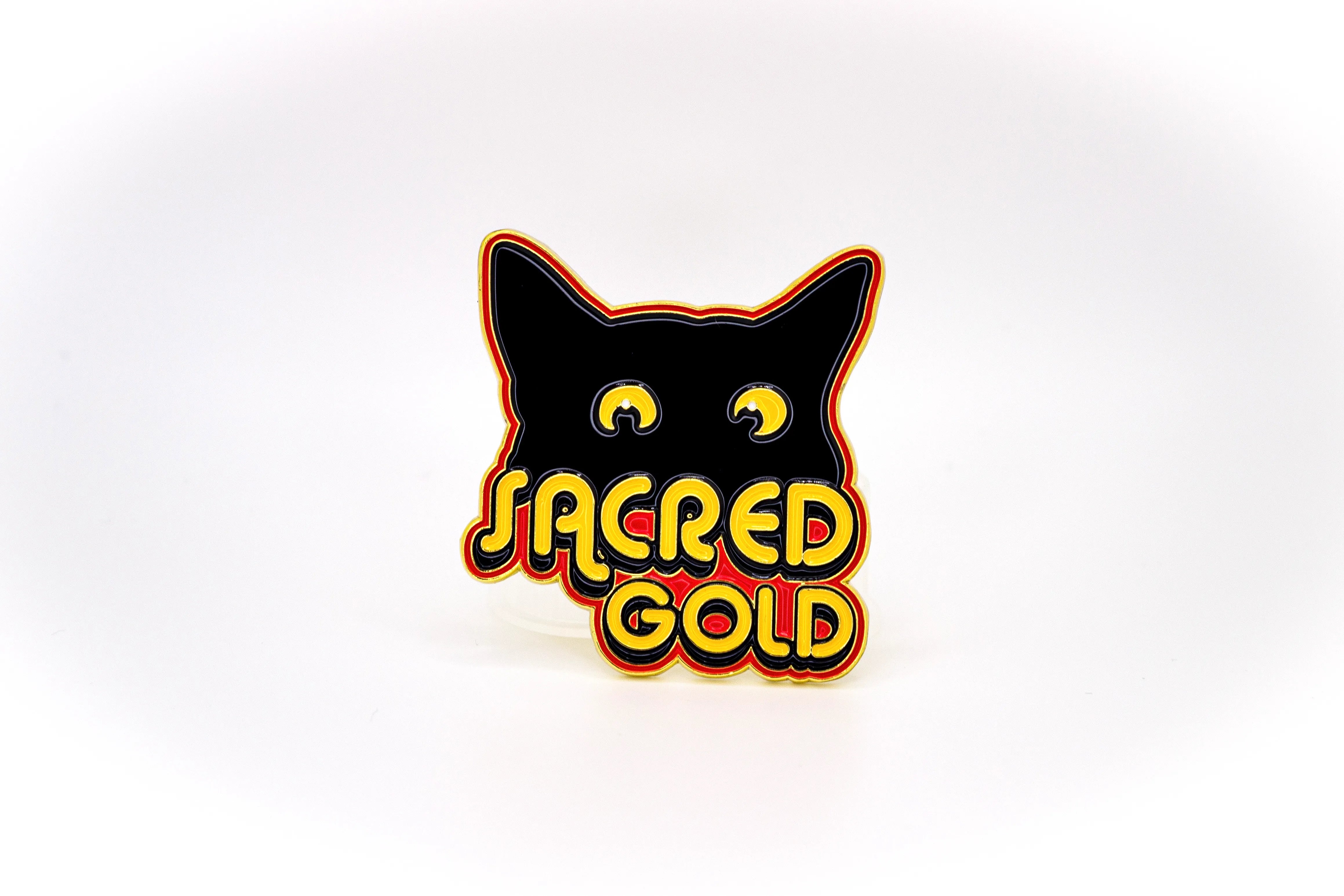 Red version of Black Kitten Sacred Gold badge 