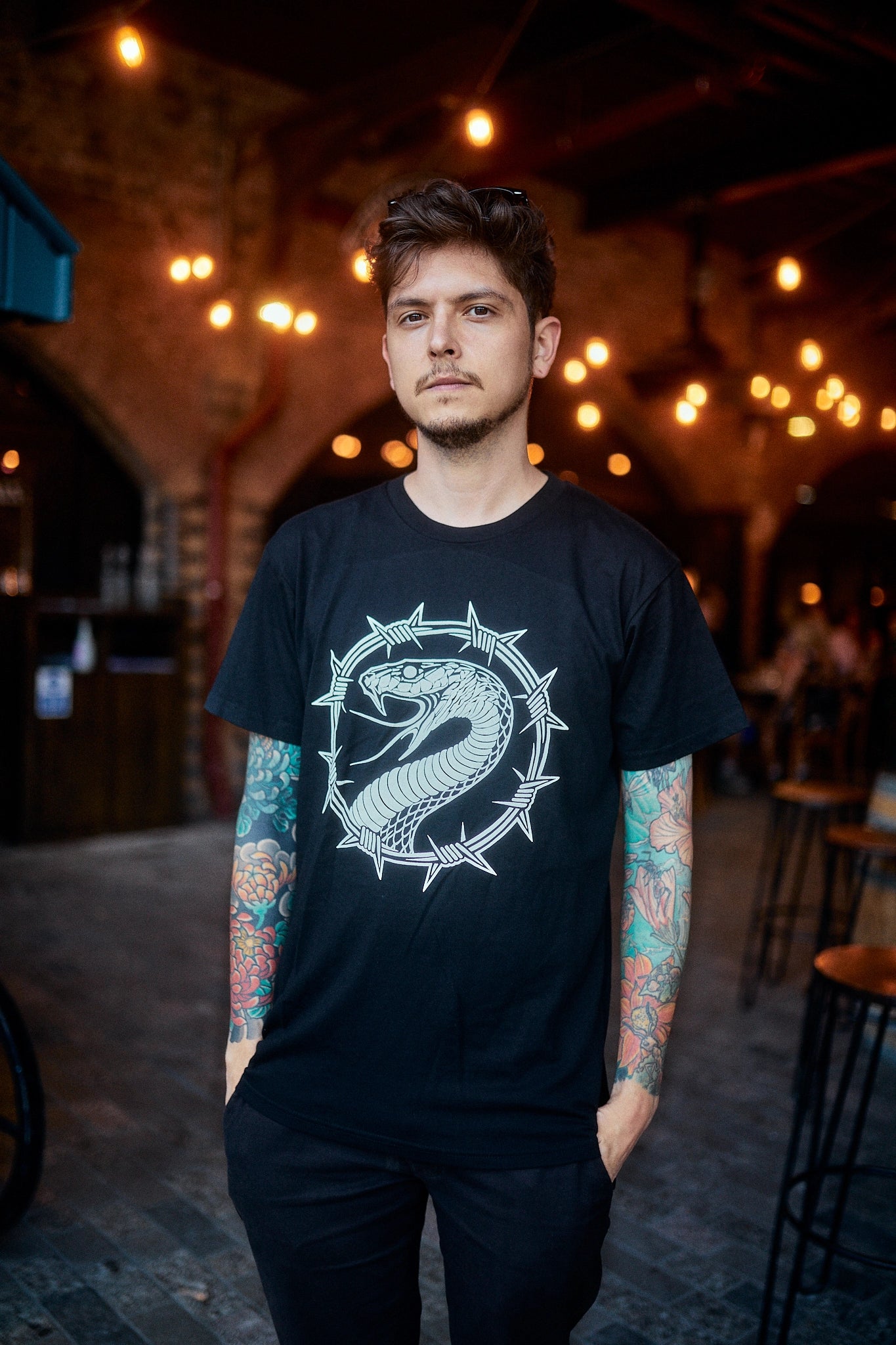 Barber wire serpent t-shirt by Joao Bosco