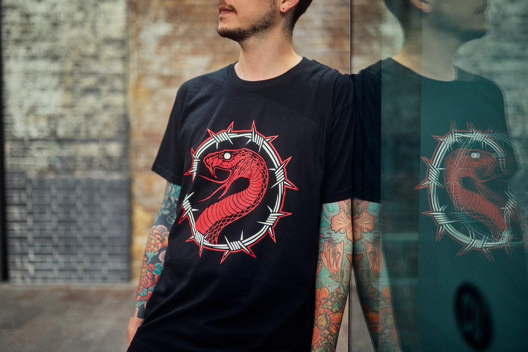 Barbed wire serpent t-shirt by Joao Bosco