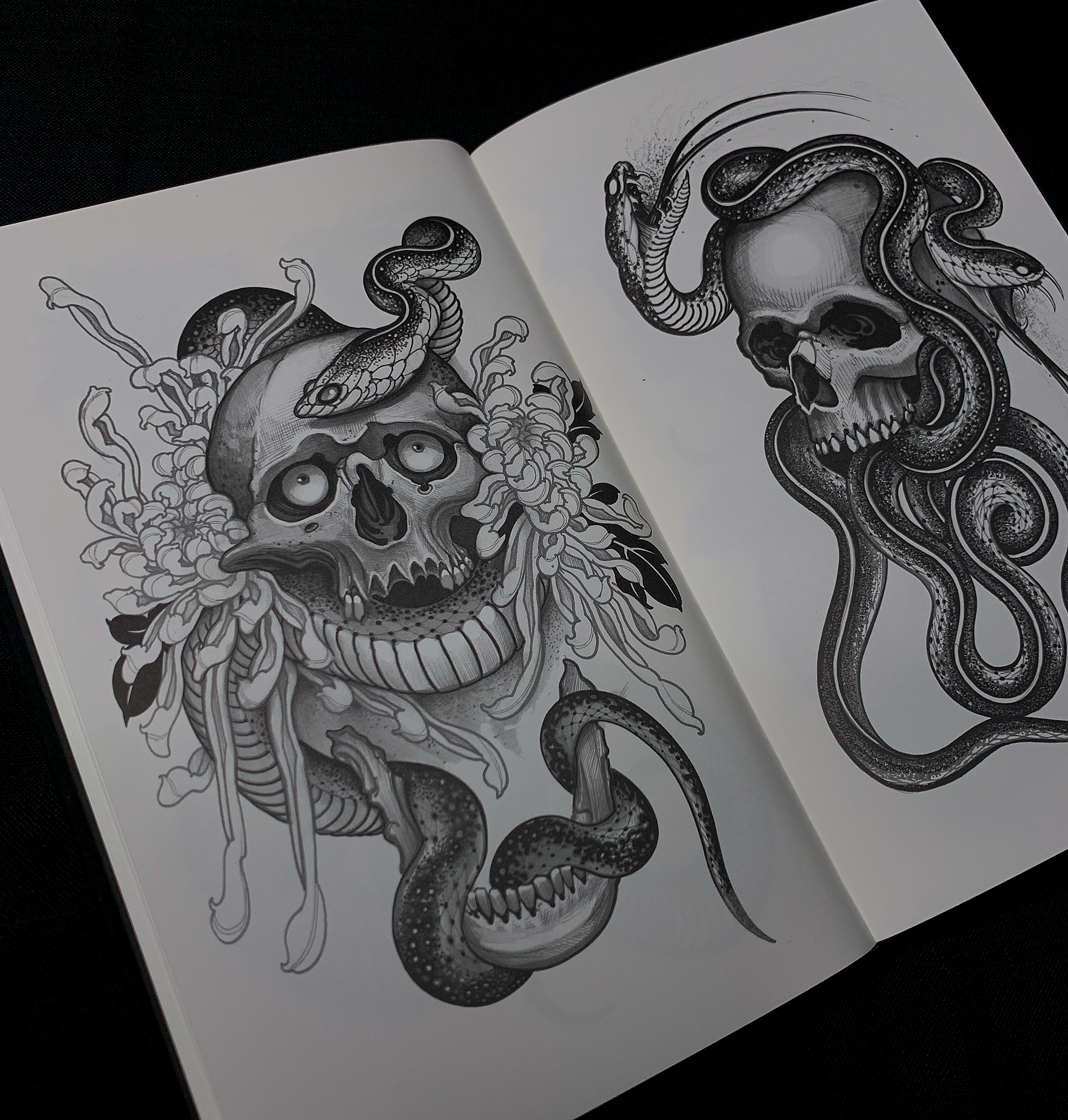 Skulls Snakes & the Flower of Death Book inside pages